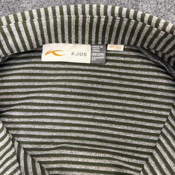 Kjus Mens Lee Polo Multi-Stripe‎ Golf Shirt Gray Green 56 2XL XXL Prep Dad LOGO - Picture 5 of 11